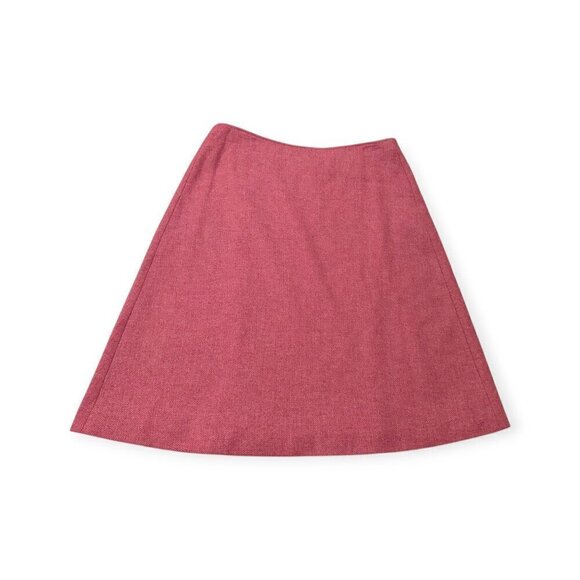 Pink Herringbone tweed wool wrap skirt, Tailored made, Size Large - Picture 4 of 10